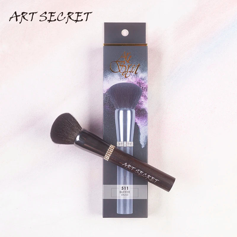 Art Secret 511 Pro Cosmetic Makeup Buffer Brush With Squirrel Mix Goat Hair Gun Aluminum Ferrule  Bamboo Handle