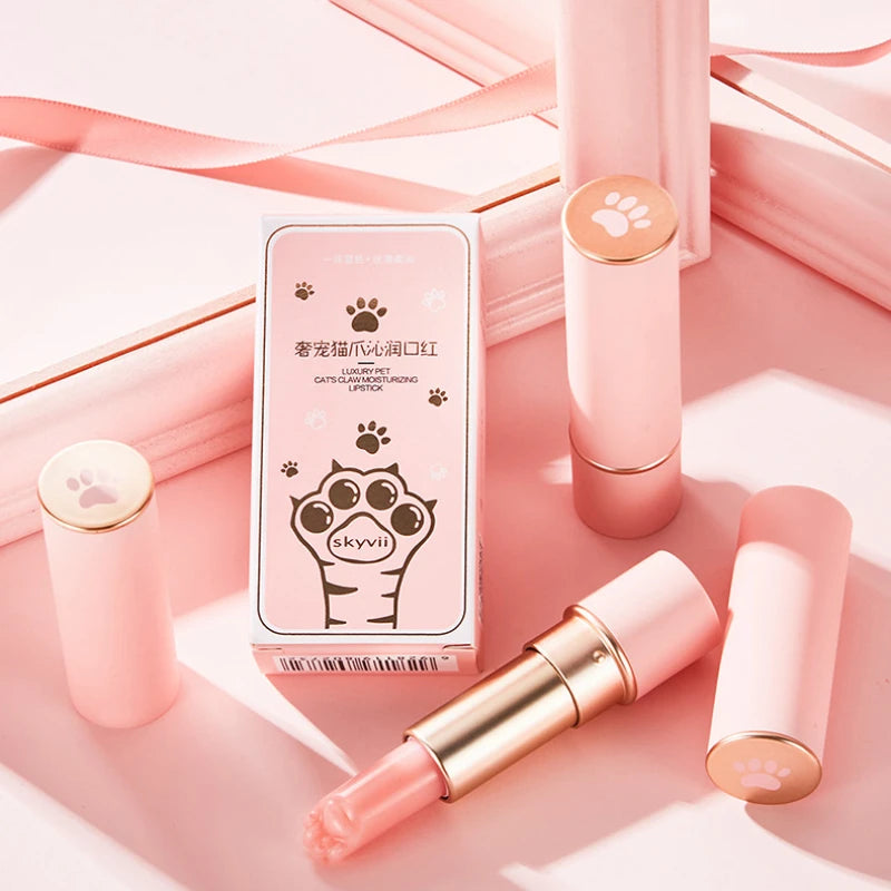 Pink Cat Paw Discoloration Lipstick Lip Balm Lip Color Female Cosmetic Moisturizing Lipstick Lasting Nature Cute Makeup Beauty