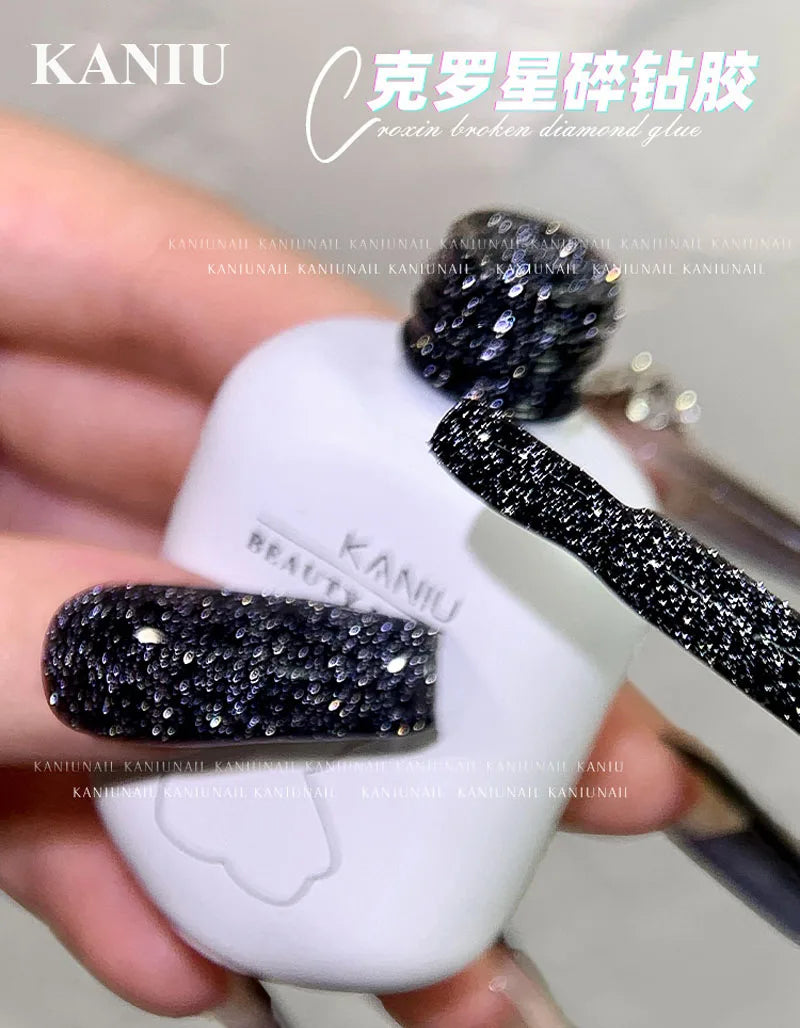 KANIU Brand Broken Diamond Style Flash UV Nail Gel Polish 12ML High Density Black Red Glitter UV LED Gel Lacquer Manicure